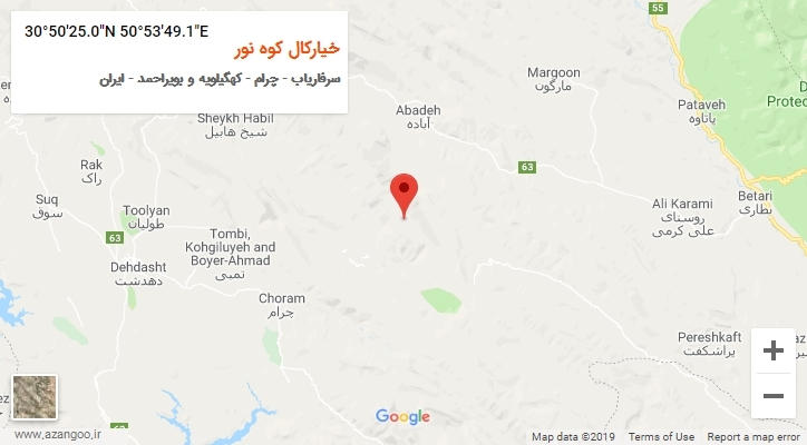 روستای خیارکال کوه نور بر روی نقشه