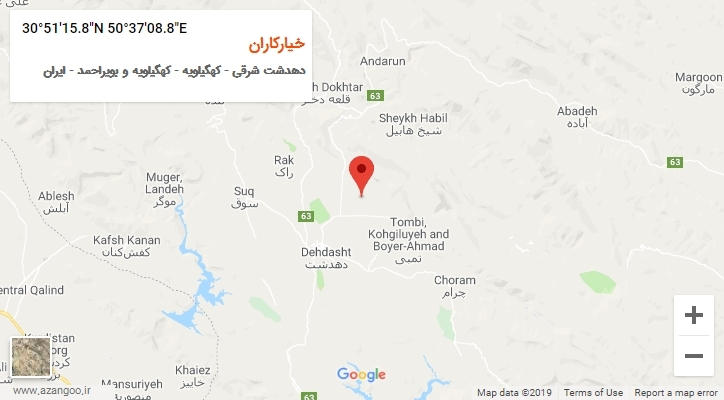 روستای خیارکاران بر روی نقشه
