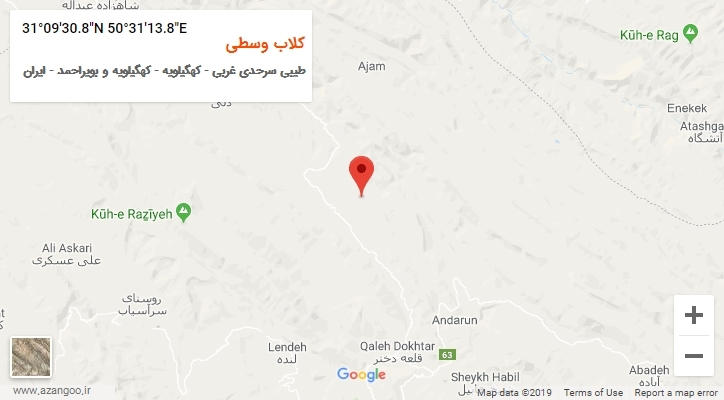 روستای کلاب وسطی بر روی نقشه