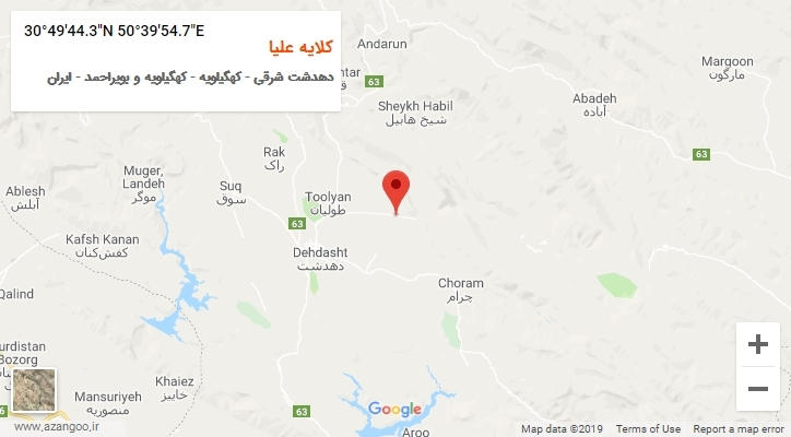 روستای کلایه علیا بر روی نقشه