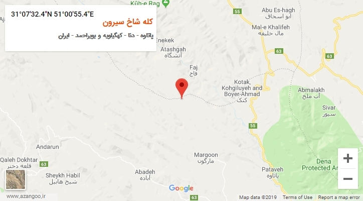 روستای کله شاخ سیرون بر روی نقشه