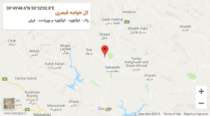 روستای کل خواجه قیصری بر روی نقشه