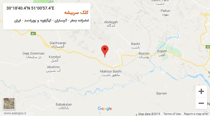 روستای کلک سربیشه بر روی نقشه
