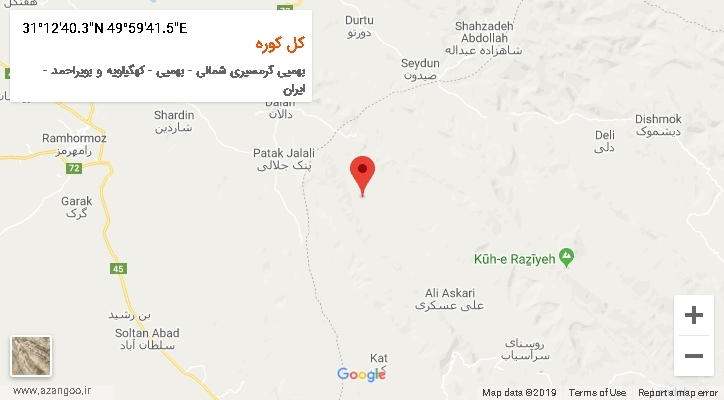 روستای کل کوره بر روی نقشه