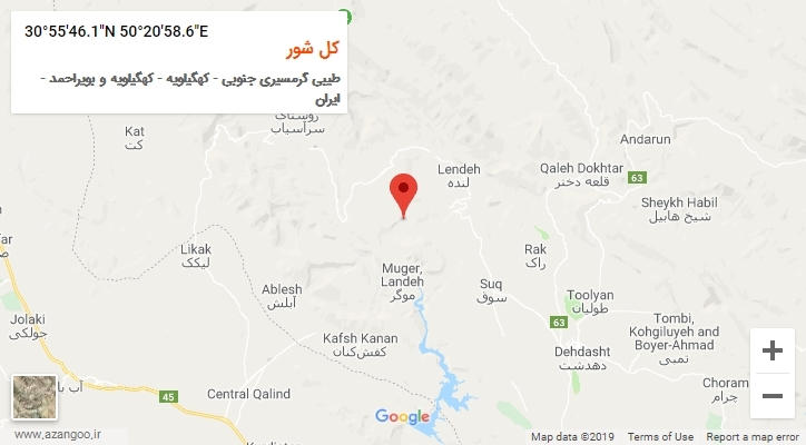 روستای کل شور بر روی نقشه