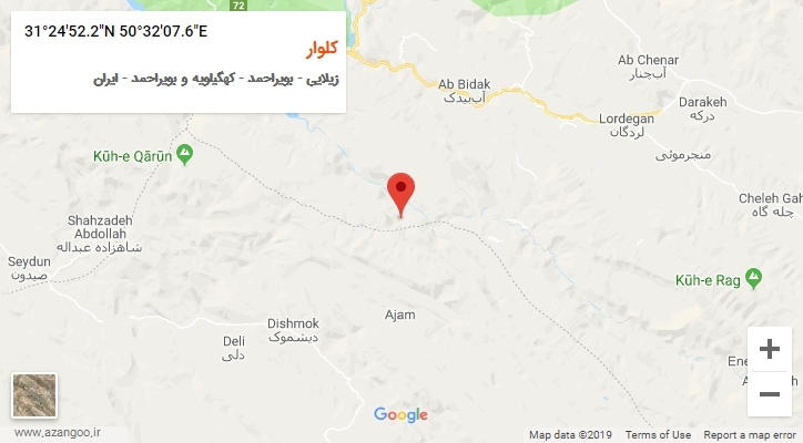 روستای کلوار بر روی نقشه