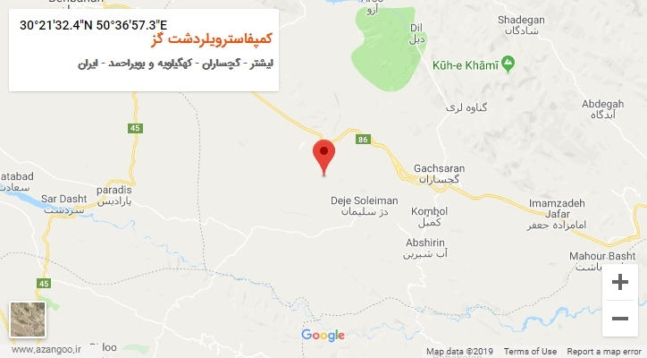 روستای کمپفاسترویلردشت گز بر روی نقشه