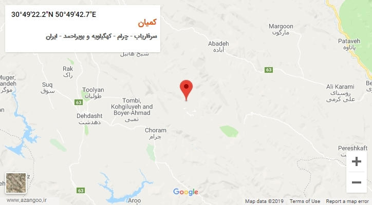 روستای کمیان بر روی نقشه