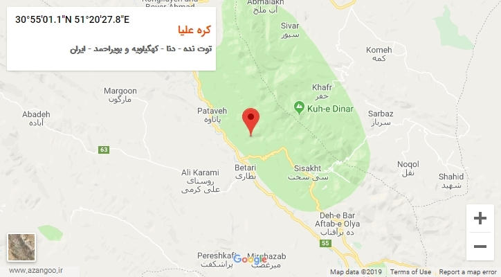 روستای کره علیا بر روی نقشه