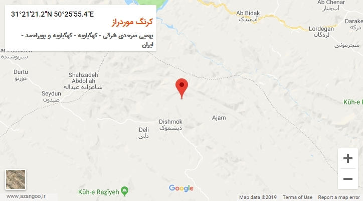 روستای کرنگ موردراز بر روی نقشه