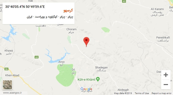 روستای کرسهو بر روی نقشه