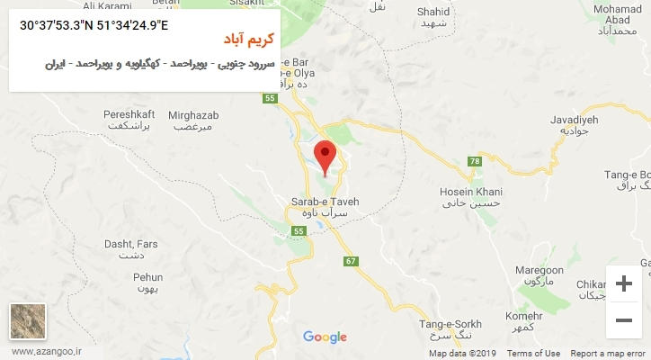 روستای کریم آباد بر روی نقشه