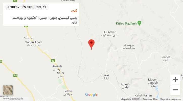 روستای کت بر روی نقشه