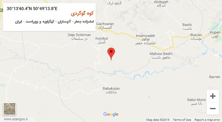 روستای کوه گوگردی بر روی نقشه