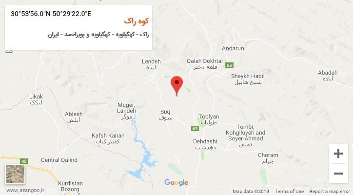 روستای کوه راک بر روی نقشه