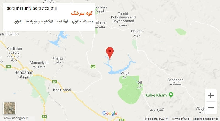 روستای کوه سرخک بر روی نقشه