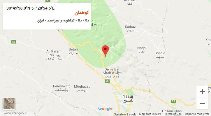 روستای کوخدان بر روی نقشه