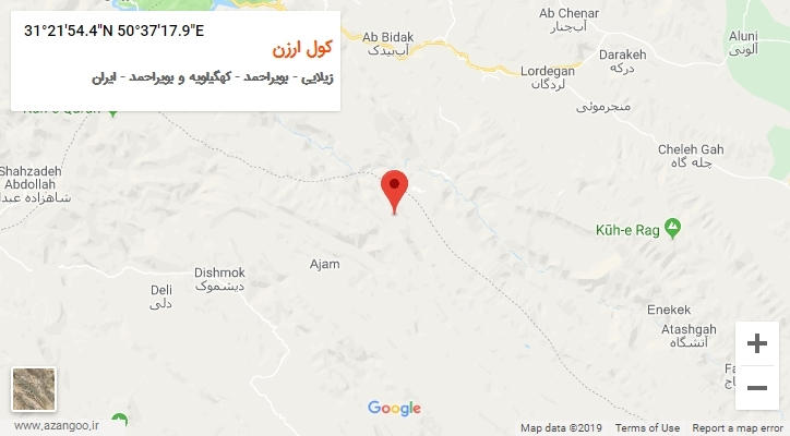 روستای کول ارزن بر روی نقشه