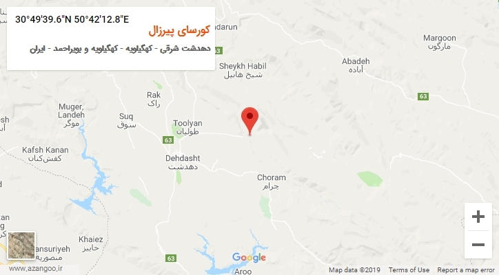 روستای کورسای پیرزال بر روی نقشه