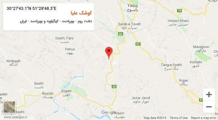 روستای کوشک علیا بر روی نقشه