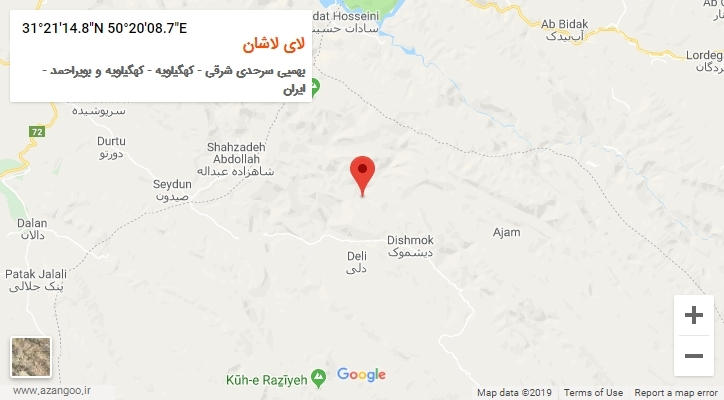 روستای لای لاشان بر روی نقشه