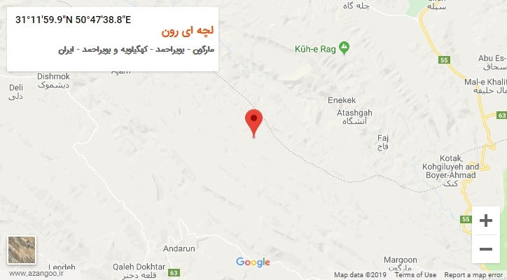 روستای لچه ای رون بر روی نقشه
