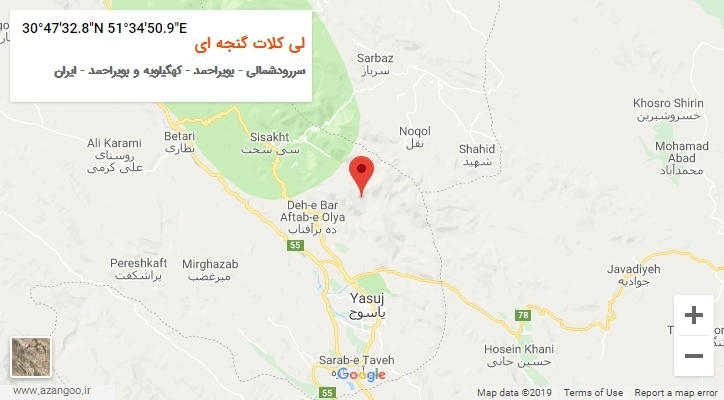 روستای لی کلات گنجه ای بر روی نقشه