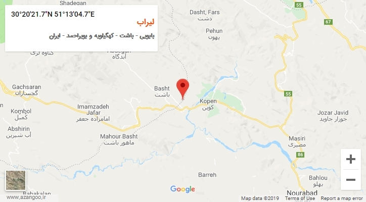 روستای لیراب بر روی نقشه