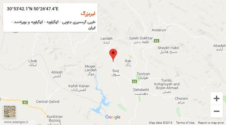 روستای لیربزرگ بر روی نقشه