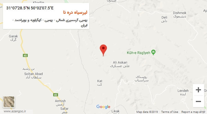روستای لیرسیاه دره نا بر روی نقشه