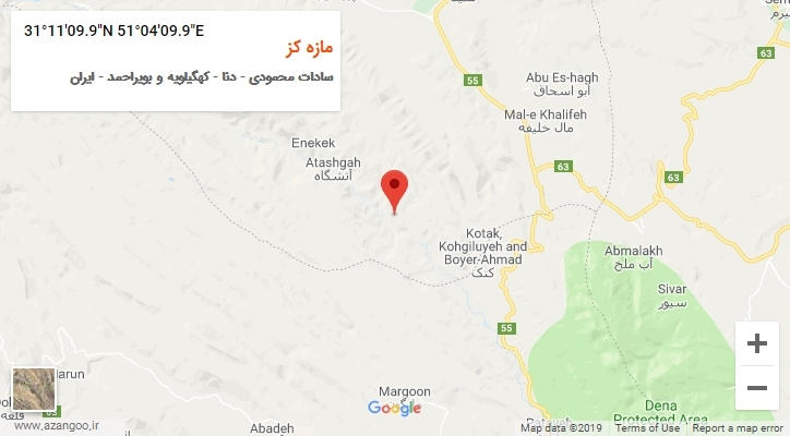 روستای مازه کز بر روی نقشه