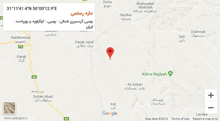 روستای مازه رستمی بر روی نقشه
