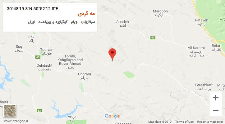 روستای مه گردی بر روی نقشه