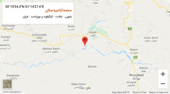 روستای محمدآبادبیدستان بر روی نقشه