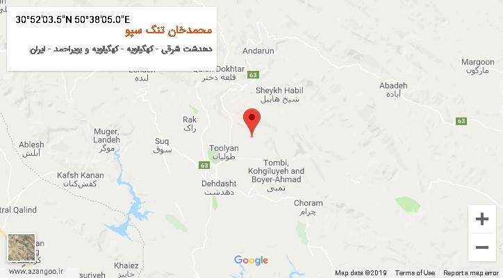 روستای محمدخان تنگ سپو بر روی نقشه
