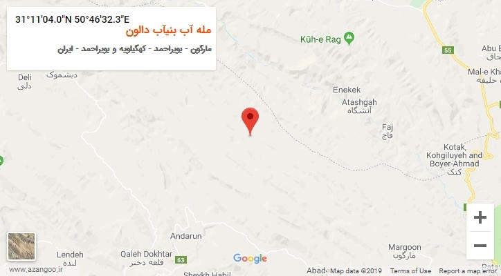روستای مله آب بنیآب دالون بر روی نقشه