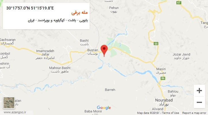 روستای مله برفی بر روی نقشه