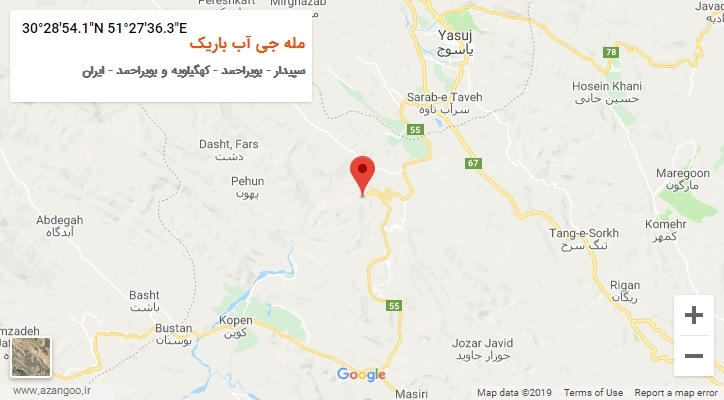 روستای مله جی آب باریک بر روی نقشه