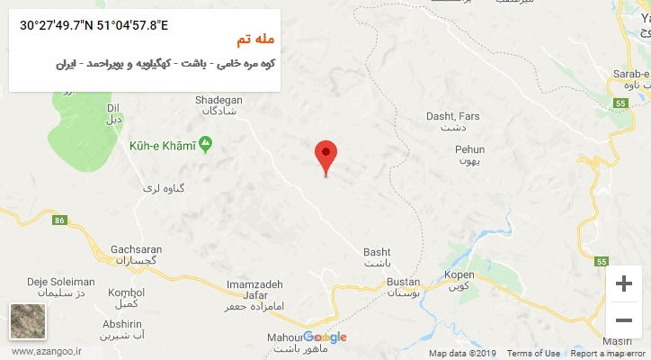 روستای مله تم بر روی نقشه