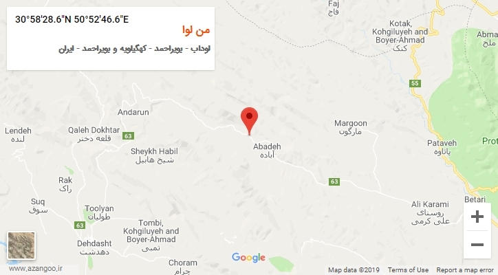 روستای من لوا بر روی نقشه