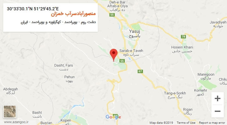 روستای منصورآبادسرآب خمزان بر روی نقشه