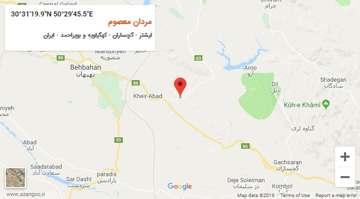 روستای مردان معصوم بر روی نقشه