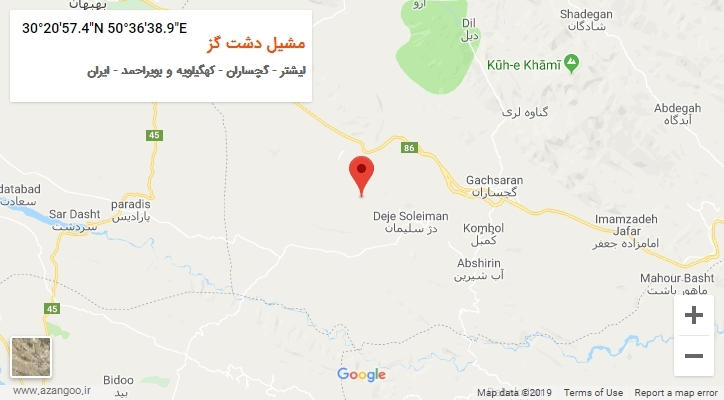 روستای مشیل دشت گز بر روی نقشه