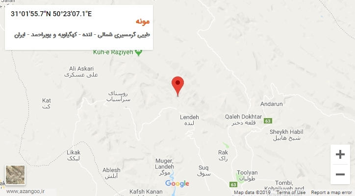 روستای مونه بر روی نقشه