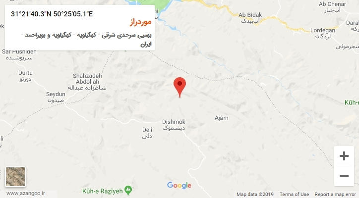 روستای موردراز بر روی نقشه
