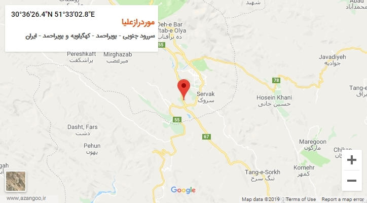 روستای موردرازعلیا بر روی نقشه