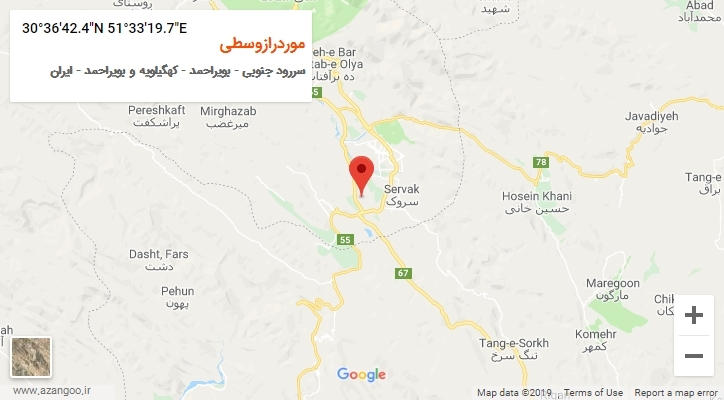 روستای موردرازوسطی بر روی نقشه