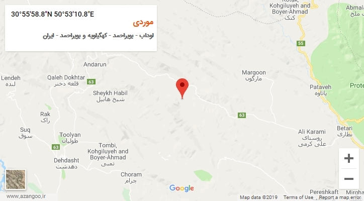 روستای موردی بر روی نقشه