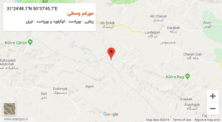 روستای مورغم وسطی بر روی نقشه