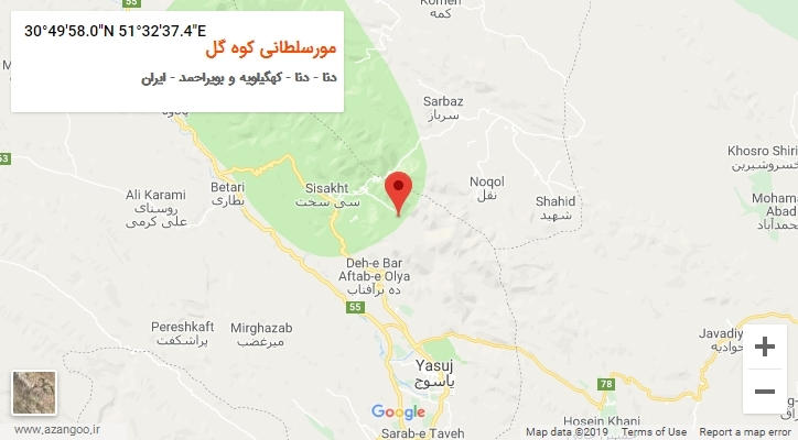 روستای مورسلطانی کوه گل بر روی نقشه